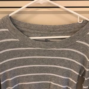 Gray and White Striped Women’s Crewneck Top